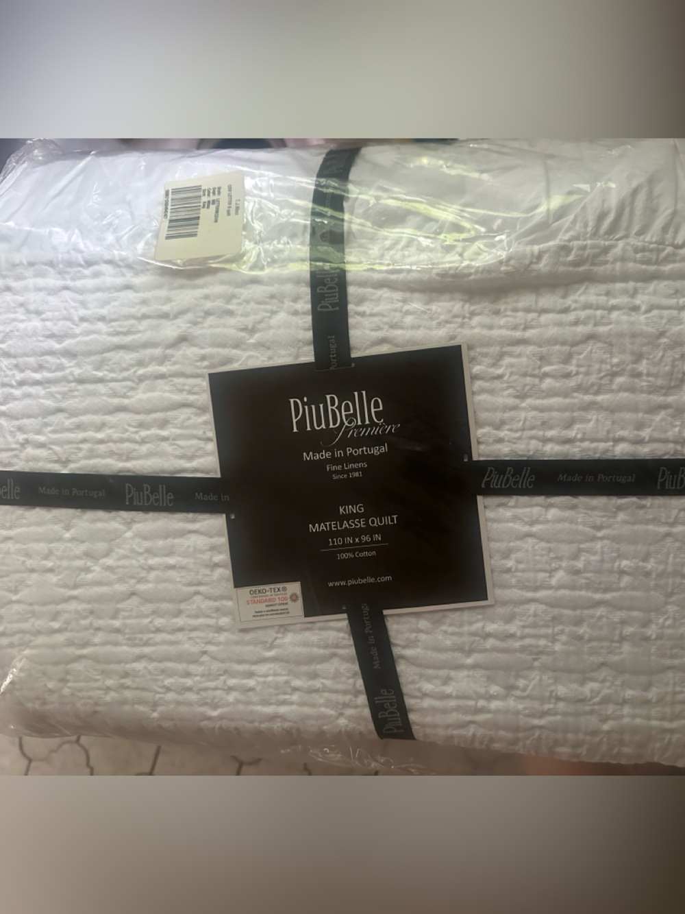 PiuBelle Premiere king Coverlet Cotton White Portugal Matelasse Quilt